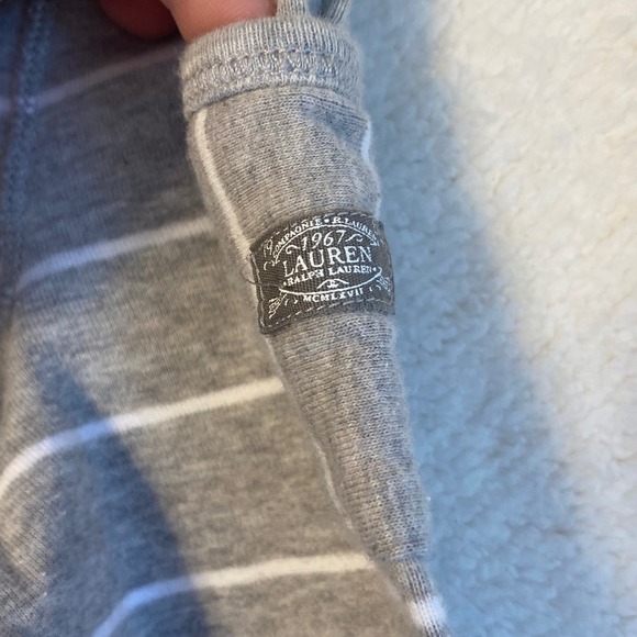 Lauren Ralph Lauren Striped Boat Neck Long Sleeve Top Size M Gray White - Picture 5 of 9